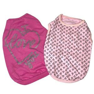 Set of 2 Heart Love Pink Dog Tee Shirts